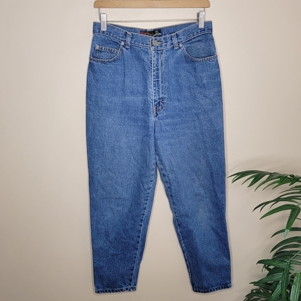 Vintage Sasson High Waisted Tapered Leg Mom Jeans with Ankle Zippers Size 14